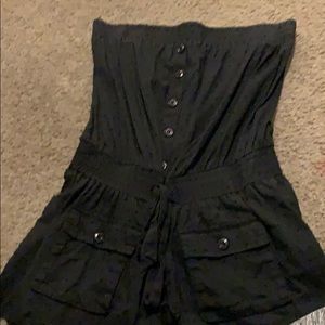 black strapless romper